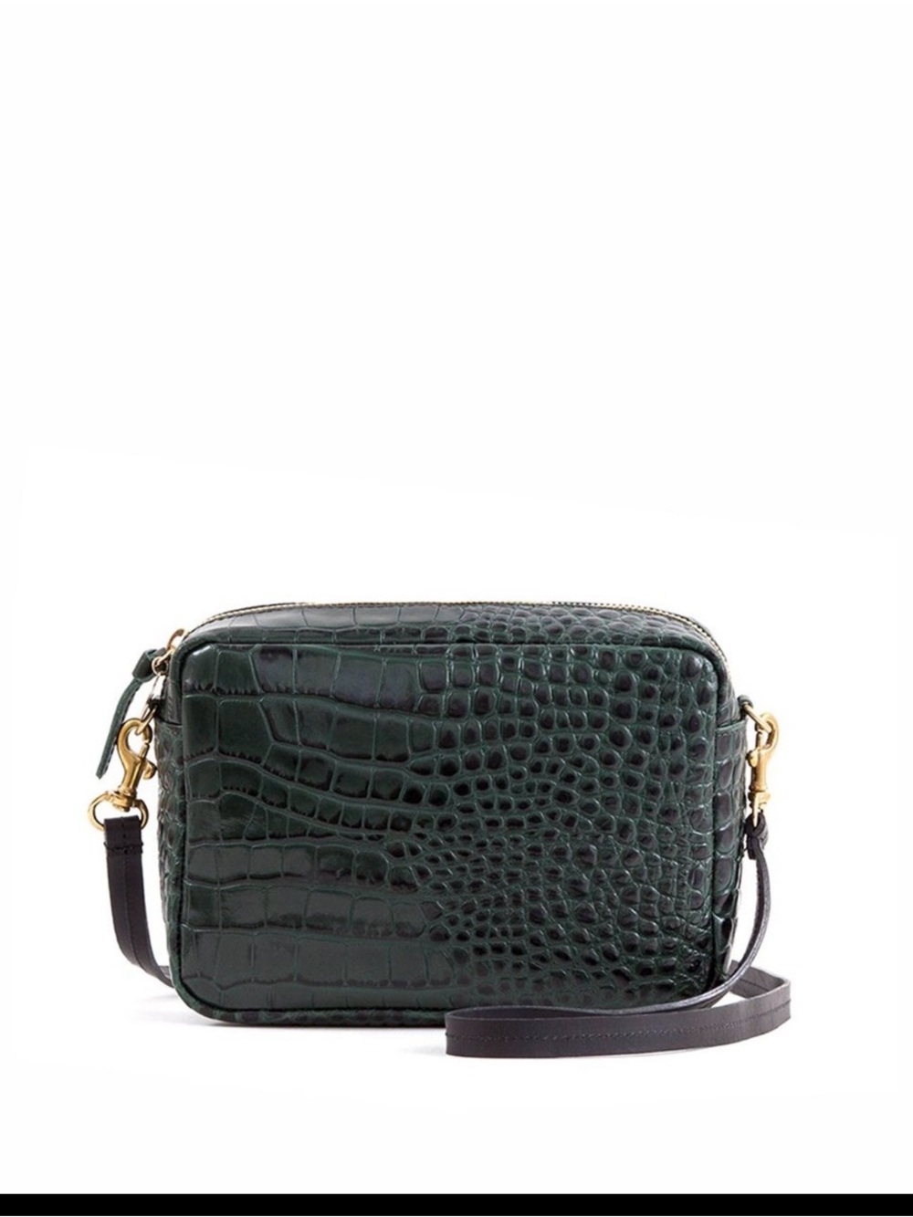 Clare V midi Sac Embossed Crossbody Bag in Green